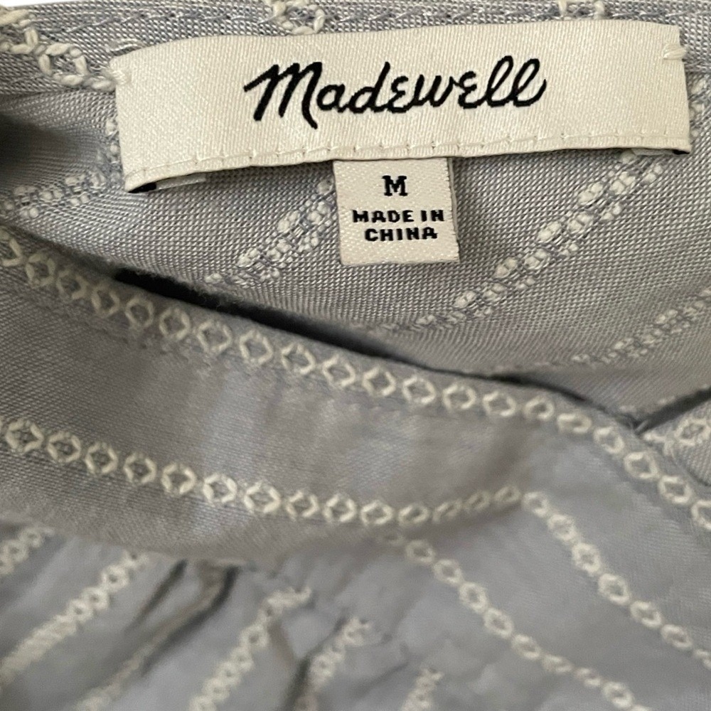 Madewell Women's Blue White Striped Flutter Sleeve Cross Back Top Size M - Picture 8 of 8